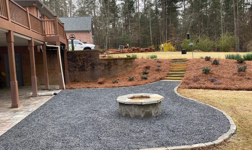 Backyard patio with firepit